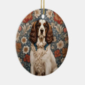 Elegante spaniël op bloemachtergrond keramisch ornament (Rechts)