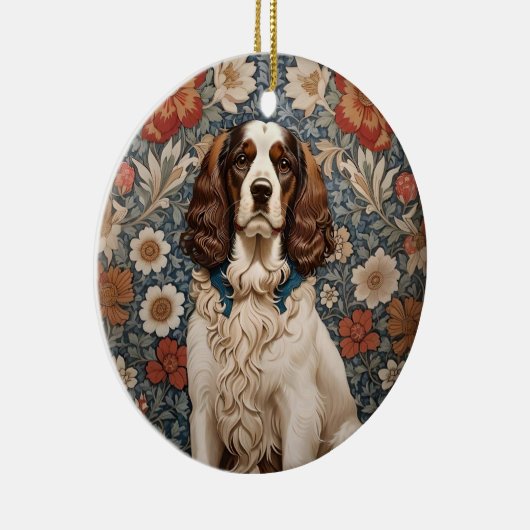 Elegante spaniël op  bloemachtergrond keramisch ornament (Rechts)