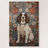 Elegante spaniël op bloemenachtergrond legpuzzel (Verticaal)