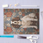 Elegante spaniël op bloemenachtergrond tissuepapier (Craft)