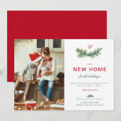 Elegante spar nieuwe thuis familie monogram foto feestdagenkaart (Voorkant / Achterkant)