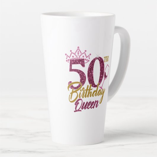 Elegante Sparkle 50ste verjaardag koningin strass Latte Mok (Rechterhoek)