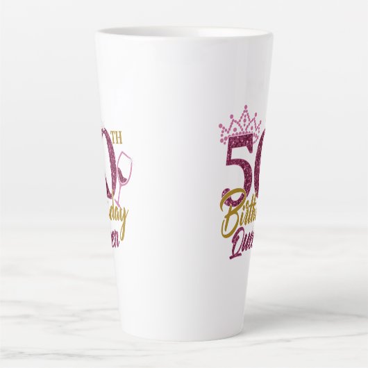 Elegante Sparkle 50ste verjaardag koningin strass Latte Mok (Voorkant)