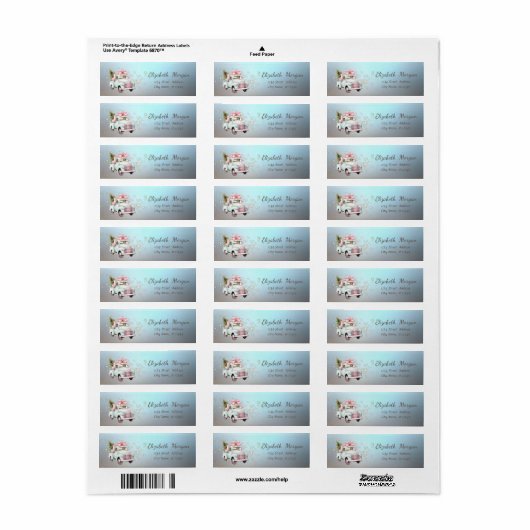 Elegante Sparkle, Blauwe Autodennenboom Etiket (Full Sheet)