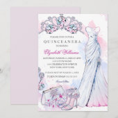 Elegante Sparkle Crystal Gown Quinceanera Uitnodig Kaart (Voorkant / Achterkant)