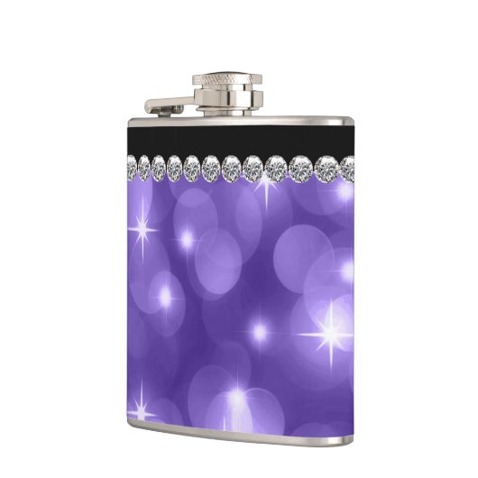 Elegante Sparkle Diamonds Paarse Heupfles (Links)