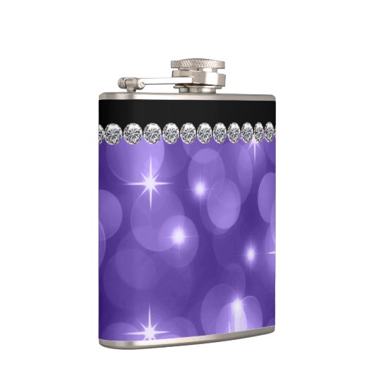 Elegante Sparkle Diamonds Paarse Heupfles (Rechts)