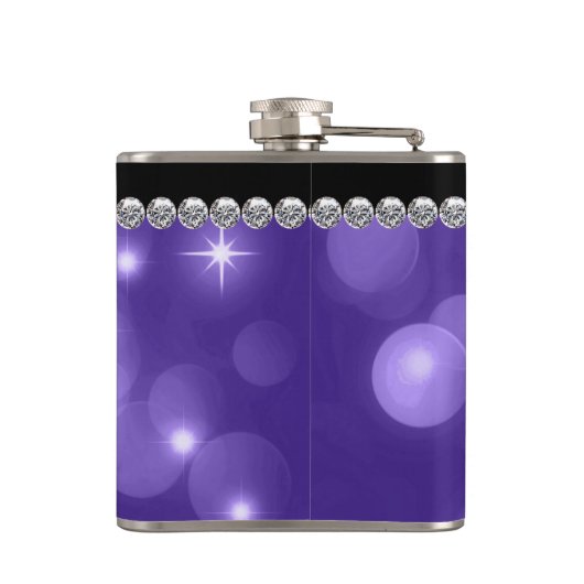 Elegante Sparkle Diamonds Paarse Heupfles (Achterkant)