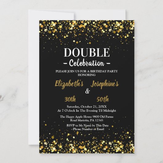 Elegante sparkle Dual Birthday Soiree Uitnodiging (Voorkant)