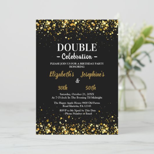 Elegante sparkle Dual Birthday Soiree Uitnodiging (Staand voorkant)