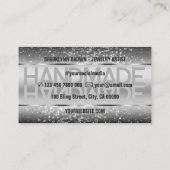 Elegante Sparkle Glitter Luxe Glam Donker Zilver Visitekaartje (Achterkant)