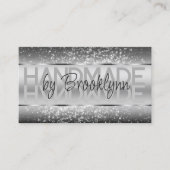 Elegante Sparkle Glitter Luxe Glam Donker Zilver Visitekaartje (Voorkant)