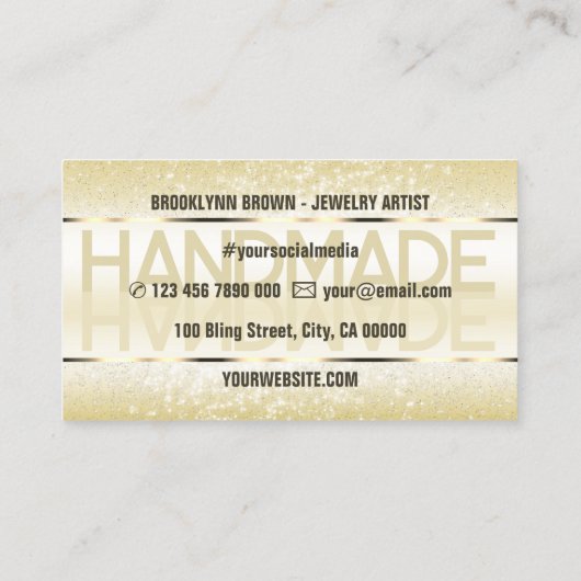 Elegante Sparkle Glitter Luxe Glam Light Gold Visitekaartje (Achterkant)