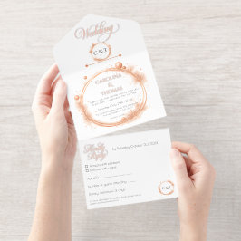 Elegante Sparkle Glitter Wedding Script Kalligrafi All In One Uitnodiging
