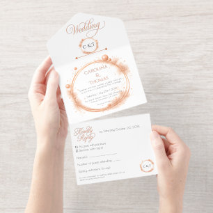 Elegante Sparkle Glitter Wedding Script Kalligrafi All In One Uitnodiging