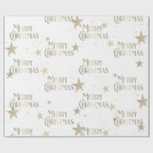 Elegante Sparkle Gold Stars Vrolijk Kerstfeest Cadeaupapier (Vlak)