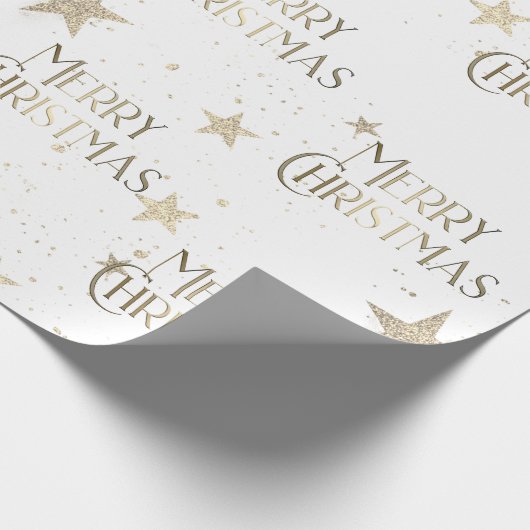 Elegante Sparkle Gold Stars Vrolijk Kerstfeest Cadeaupapier (Hoek)