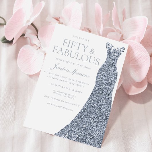 Elegante Sparkle Jurk Vrouwen 50ste Verjaardagsfee Kaart