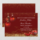 Elegante sparkle kerstbal bruiloft kaart (Voorkant / Achterkant)