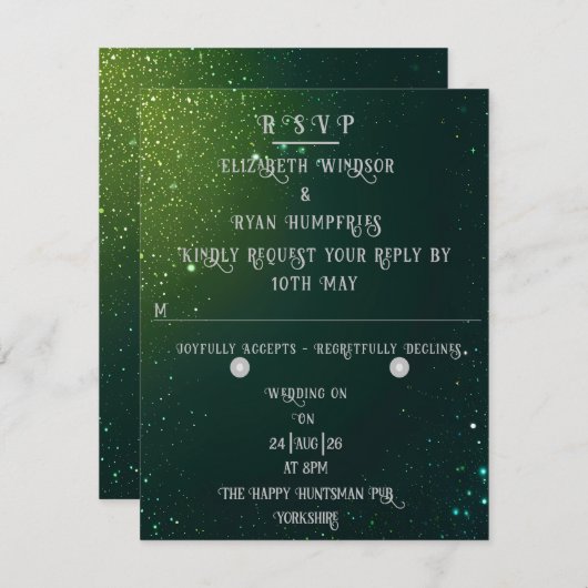 Elegante Sparkle Wedding RSVP Kaartje (Voorkant / Achterkant)