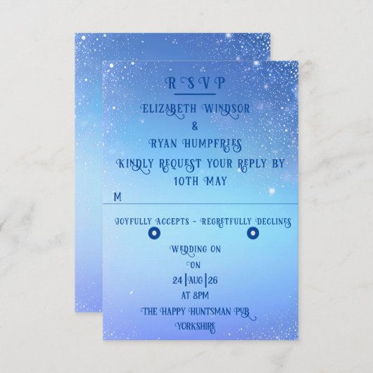 Elegante Sparkle Wedding RSVP Kaartje (Voorkant / Achterkant)