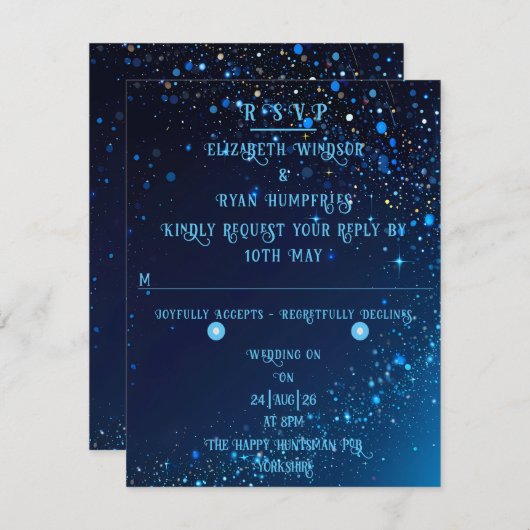 Elegante Sparkle Wedding RSVP Kaartje (Voorkant / Achterkant)