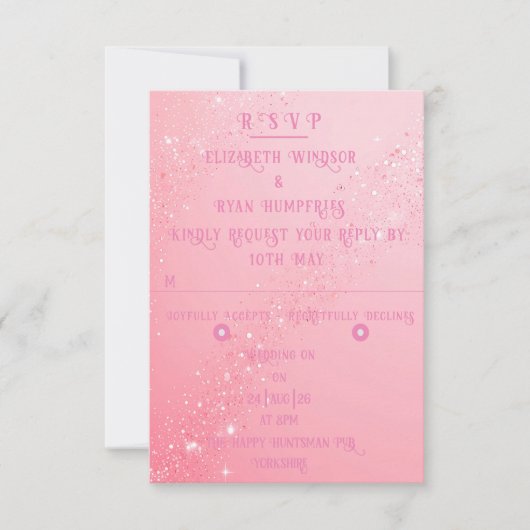 Elegante Sparkle Wedding RSVP Kaartje (Voorkant)