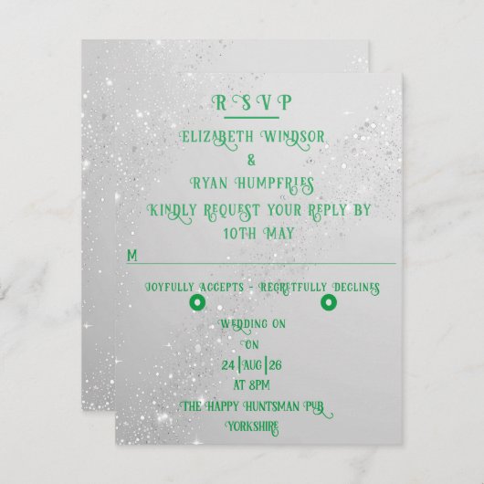 Elegante Sparkle Wedding RSVP Kaartje (Voorkant / Achterkant)