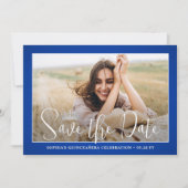 Elegante Sparkles Quinceañera 2 Foto Royal Blue Save The Date (Voorkant)