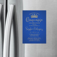 Elegante Sparkles Quinceañera Crown Royal Blue Gol