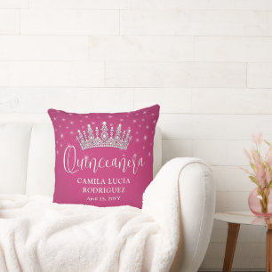 Elegante Sparkles Quinceañera Fuschia Pink Keepsak Kussen