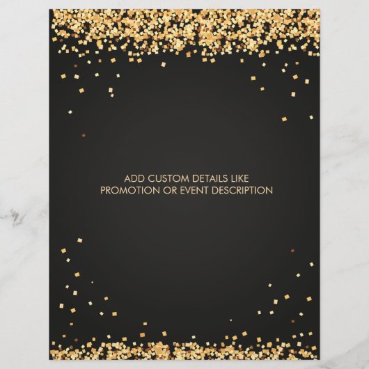 Elegante Sparkles zwart gouden flyer (Achterkant)