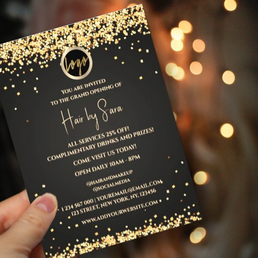 Elegante Sparkles zwart gouden flyer