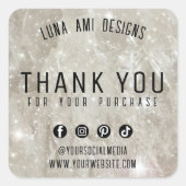 Elegante Sparkling Crystal Diamond Dank u Bestelle Vierkante Sticker (Voorkant)