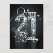 Elegante Sparkling Diamond-Encrusted 21ste verjaar Briefkaart (Voorkant)