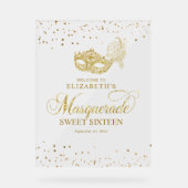Elegante Sparkling Gold Glitter Masquerade Party Acryl Bord (Voorkant)