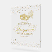 Elegante Sparkling Gold Glitter Masquerade Party Acryl Bord (Hoek)