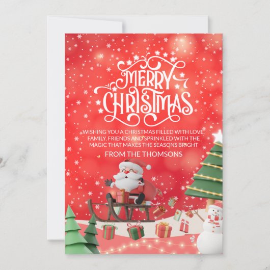 Elegante Sparkling Heerlijke Santa's Sleigh Ride Feestdagenkaart (Voorkant)