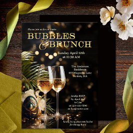 Elegante Sparkling Pasen Bubbels en Brunch Kaart