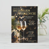 Elegante Sparkling Pasen Bubbels en Brunch Kaart (Staand voorkant)