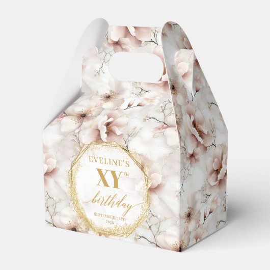 Elegante Sparkling pastel roze goud rustieke verja Bedankdoosjes (Voorkant Zijde)