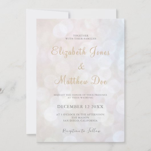 Elegante Sparkly Champagne Uitnodiging (Voorkant)