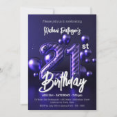 Elegante Sparkly Paarse en Zilveren 21ste Verjaard Kaart (Voorkant)