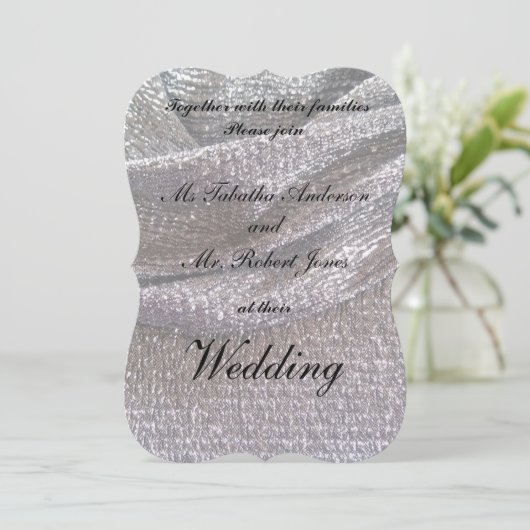 Elegante Sparkly Silver bruiloft uitnodigingen (Staand voorkant)