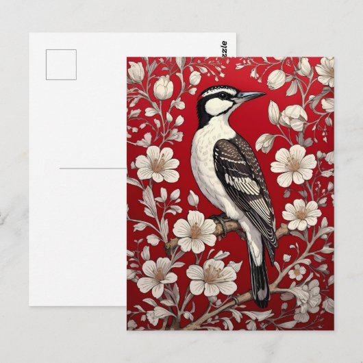 Elegante specht Floral William Morris Geïnspireerd Briefkaart (Voorkant / Achterkant)