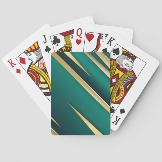 Elegante speelkaarten - groen en goud (Achterkant)