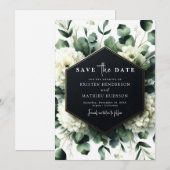 Elegante speelse eucalyptus digitale bruiloft save the date (Voorkant / Achterkant)