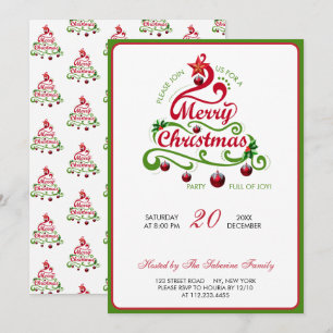 Elegante & speelse kronkelige kerstboom typografie kaart