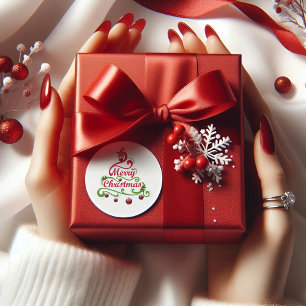 Elegante & speelse kronkelige kerstboom typografie ronde sticker