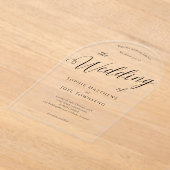 Elegante speelse romantische zwarte script bruilof acryl uitnodigingen (Laagn)